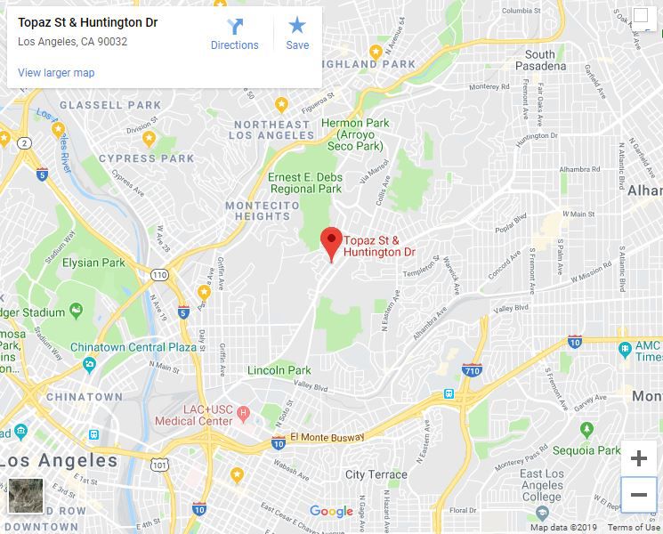 Google map of Huntington Drive North and TOpaz in El Sereno